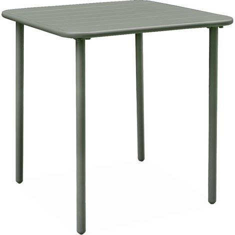 2-seater square steel garden table Khaki Green 70x70x72.5 cm - Amelia 70cm