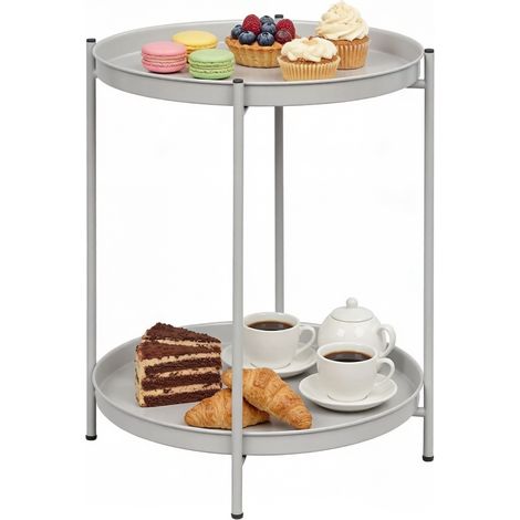 Table d'appoint de rangement, table de canapé élégante, table basse ronde, table de chevet, support pour plantes (uniquement avec table de canapé) (1/5)