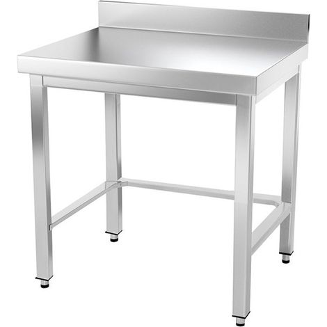 Table de travail en inox 800 x 800 mm adossée avec renfort PREMIUM - GOLDINOX (1/4)