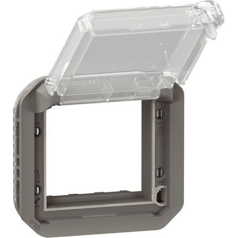 Adaptateur verrouillable à volet transparent - Pour Mosaic - Composable - Anthracite - Plexo - 069845L - Legrand (1/2)