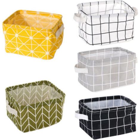 Mini panier de rangement (lot de 5) - Bacs de rangement mixtes pour maquillage, livres, jouets pour bébé, 20,5 x 16 x 14 cm, sac de rangement en toile pour décoration d'intérieur (1/4)