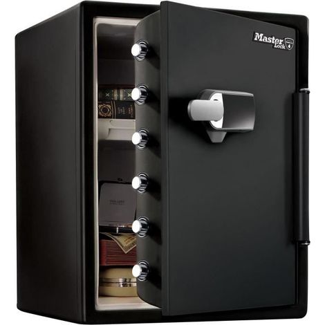 Master Lock – Coffre-fort sécurité à combinaison tactile avec alarme – Résistance au feu 60 min – Protection contre inondations – 6 pênes en acier – LFW205TWC