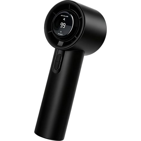 Portable Mini Handheld 100 Speed Turbo Fan with Display LED Screen Rechargeable Lightweight Personal Blow Cold Air Indoor Outdoor Travel,Black (1/5)