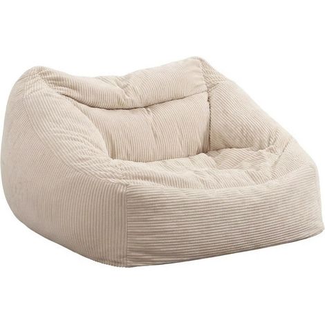 HOME DELUXE - Sitzsack COZY - Stoff: Samt Cord, Farbe: Beige - Maße: 100 x 88 x 80 cm, inkl. Füllung I Sitzmöbel Bean Bag Sitzsäcke  Sitzsack Bean Bag Sitzkissen