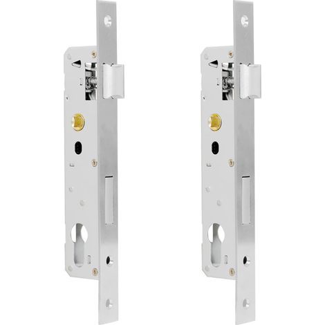 2 Pièces Serrure à Encastrer en Acier Inoxydable 85x35 mm Serrure à Cadre Tubulaire Boîtier de serrure Encastrable à Cylindre Gâche Incluse pour Gauche/Droite Jardin, Garage (1/5)