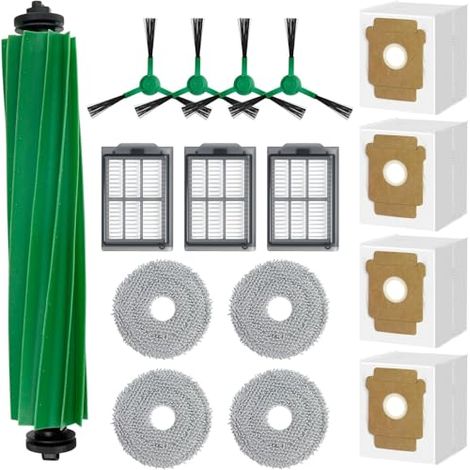 16 Pcs Vacuum Cleaner Replacement Parts Kit for iRobot Roomba Plus 505/405, Accessories Parts, 1 Main Brush, 3 HEPA Filters, 4 Side Brushes, 4 Dust Bags, 4 Mops (1/5)