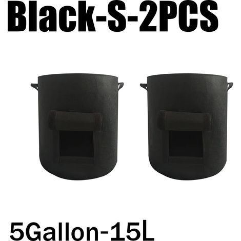 (Noir - S - 2 pièces) 3 styles de sacs de culture en feutre non tissé pour plantes, pots de pommes de terre, serres et autres légumes, outils de culture verticaux hydratants (1/4)
