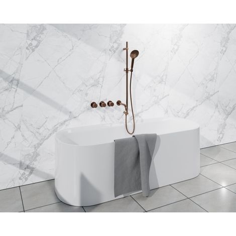 Fortifura Nebbio Ensemble combiné bain - mitigeur thermostatique - barre de glissement - coude mural intégré - flexible de douche lisse - douchette (1/5)