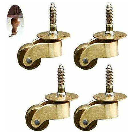4pcs Swivel Casters, Brass Furniture Casters, Transport Casters, Quiet Rolling, for Furniture, Appliances & Equipment (1/4)