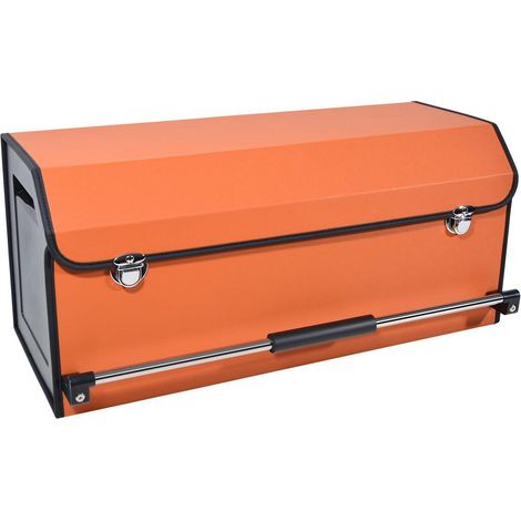 Organisateur de coffre de voiture pliable 60L en cuir orange avec poignée Push-Pull et serrure (1/5)
