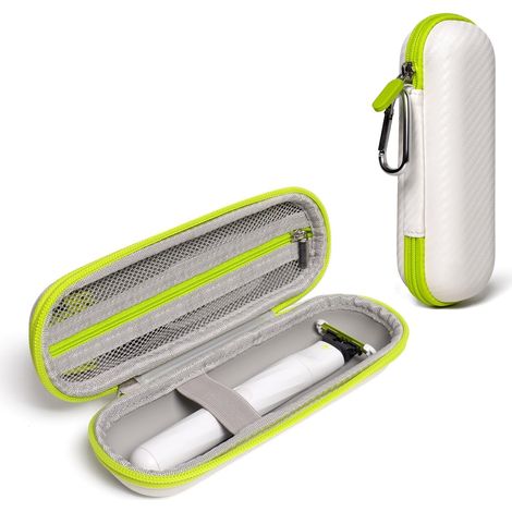 Compact Travel Case for Trimmer and Electric Shaver Hybrid Body + Face Trimmer QP2724/90, QP2834/70, QP1924/70, QP6531/70, Hard Carrying Case, Portable Bag, White (1/5)
