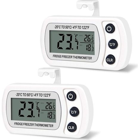 2 PCS Thermomètre,Réfrigérateur Congélateur Numérique Température -20 à 50°C , Écran LCD Facile à Lire (blanc) (1/5)