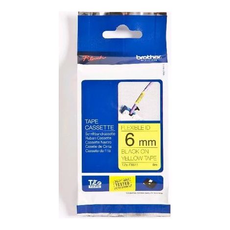 BROTHER Cinta laminada Amarillo / negro (Flexibles) 6mm