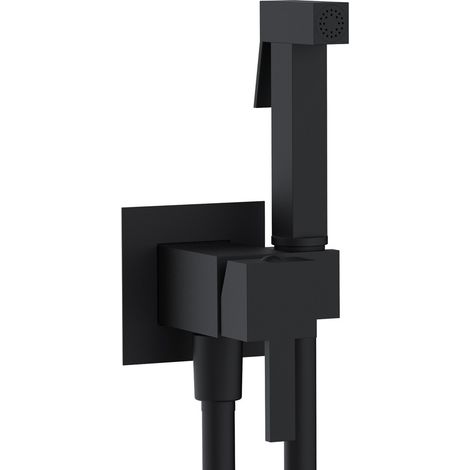 Idroscopino per wc e bidet nero quadrato con miscelatore e kit doccino (1/4)