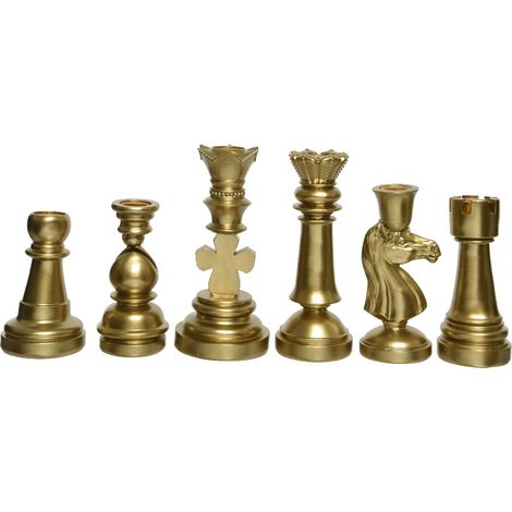 1 PORTACANDELA SCACCHI H24,5CM ORO MODELLO ASSORTITO