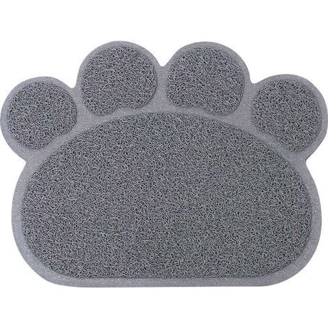 Tapis Litière Pour Chats, Haute Qualité Bac À Litière Pour Chats Grande, Matériel de Pvc, Forme de Patte de Chat Mignon, Imperméable et Durable, Facile À Nettoyer, Antidérapant, Gris, 40 cm × 30 cm (1/5)