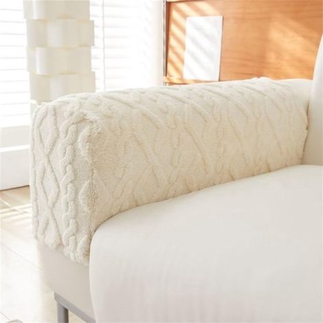 Copribraccioli per divano, confezione da 2, protezioni elastiche per braccioli, colore bianco. Larghezza 16,5-20,5 cm, lunghezza 46-54 cm.
