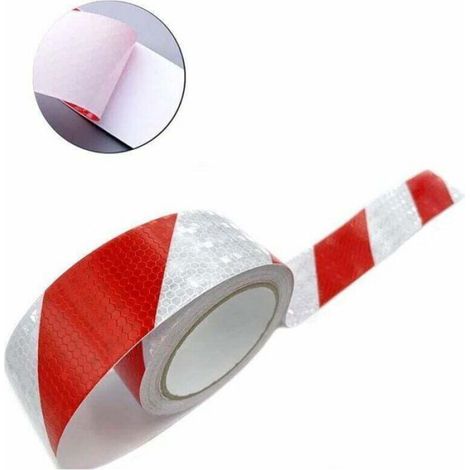 Bande réfléchissante – Ruban PVC rouge/blanc 5 cm x 25 m – Haute visibilité – Pour véhicules, chantiers et sécurité routière (1/4)