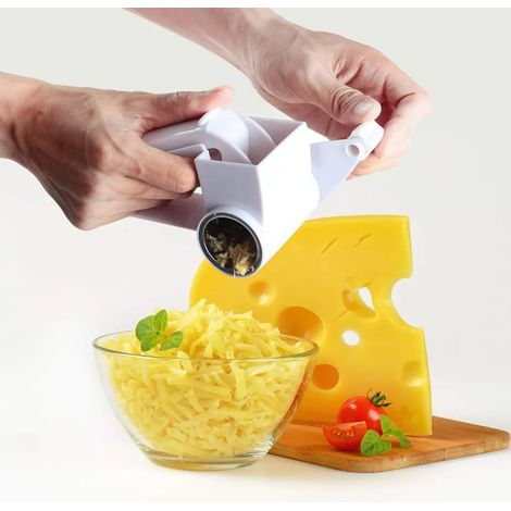 Handgeführte Rotationskäsereibe, Käseschneider mit scharfen Edelstahlklingen, Trommel leicht zu reinigen, Parmesanreibe, Zerkleinerer, Multifunktions, kann Schokolade, Karotte, Weiß schneiden