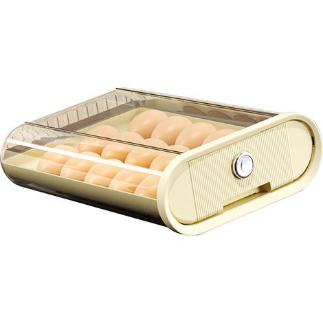 Boîte à œufs en plastique type tiroir, boîte de rangement pour œufs, pour réfrigérateur, cuisine, couleur crème (1/5)