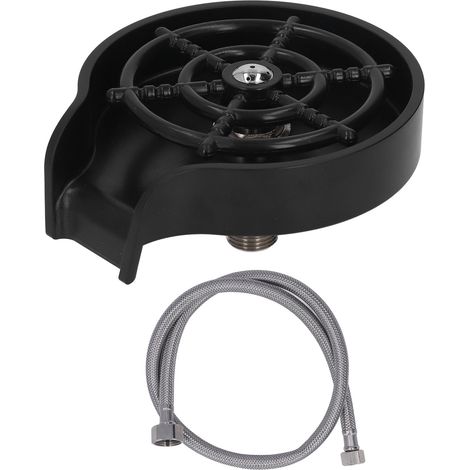 Barre de rinçage de verres haute pression pour évier, kit lave-tasses automatique avec base en ABS et tuyau de 80 cm, noir (1/5)