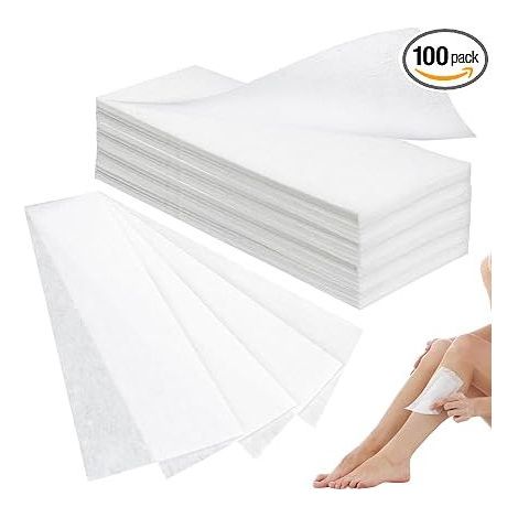 Bandes de Non-Tissé, pour cire et pâte à sucre, bandes de cire non tissée, pour jambes, bras, dos, aisselles et zone bikini (7 x 20 cm) Bande d'épilation résistante, pour femmes visage corps bras jam (1/5)