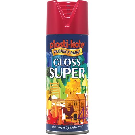 PlastiKote 440.0011120.076 Gloss Super Spray Paint - Bright Red, 400ml (1/2)