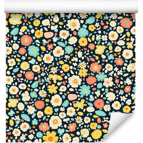 Carta da parati estiva turchese e grigia per soggiorno e camera da letto 50x1000 cm (1/5)