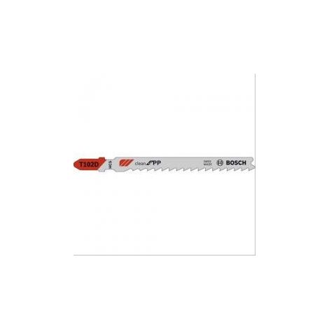 Lame de scie sauteuse HCS pour PP et PE - T102D L=100mm Bosch - boîte de 5