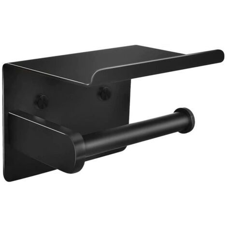 Porte-Rouleau De Papier Toilette, Porte-Rouleau Acier Inoxydable Avec tagère, Porte Papier Cuisine De Salle De Bains noir (1/4)