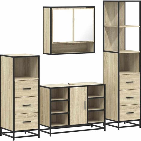 Maison Exclusive - 4-tlg. Badmöbel-Set Sonoma-Eiche Holzwerkstoff