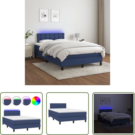 vidaXL Cama box spring con colchón y LED tela azul 120x200 cm (1/5)