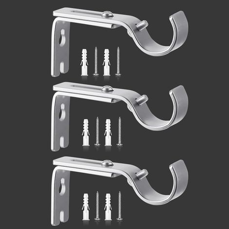 3 Pcs Argent Support de Tringle à Rideau Réglable, Supports Murale Réglables,Support pour Tringle à Rideau,Compatible avec les tringles à rideau d'un diamètre maximal de 20mm 25mm (1/5)