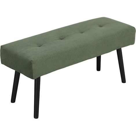 Banco tapizado de tela efecto cuerda verde con patas de metal 100 x 36 x 45 cm (1/5)