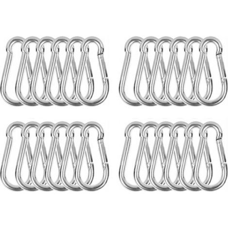 M6 Mousqueton Inox, 24 PCS Mousqueton de Fixation pour Charges Lourdes - Mousqueton en Acier Inoxydable Capacité de Charge de 120 kg/260 lb, 304 Crochet Mousqueton Balancoire - 60mm x φ6 mm (1/5)