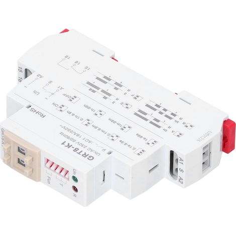 Relais temporisé numérique GRT8-K1, contrôleur électronique avec modes délai, AC 230V 50/60Hz, minuterie programmable, horloge de commutation, dispositif de temporisation pour tableau électrique. (1/5)