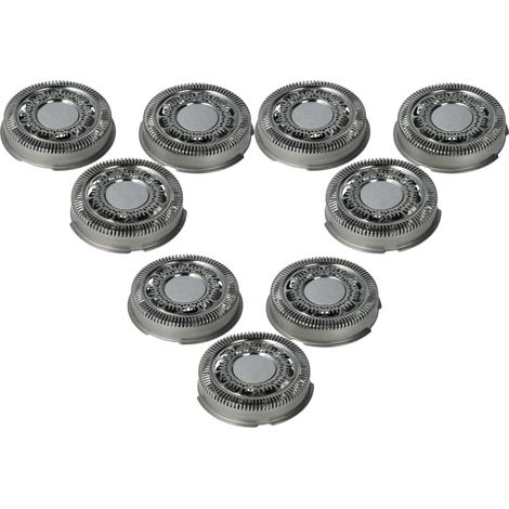 vhbw 9x Scherköpfe Ersatz für Philips SH70/50, SH70/60, SH70, SH71, SH71/50 für Elektrorasierer, Silber