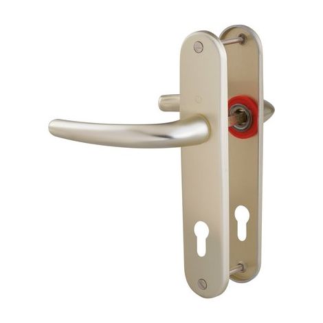 Hoppe – Poignée de porte d'entrée beige ivoire – Entraxe 165 mm – Pour portes sécurisées – Poignée clé I sur plaque