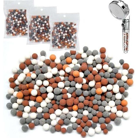 Set mit 4 Ersatzfilterkugeln für Duschköpfe, vier Farben, Ersatz-Mineralperlen für Handbrausen, Ersatz-anionische Mineralperlen für Duschköpfe (1/4)