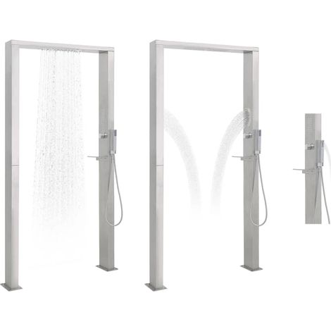 vidaXL Ducha de exterior de acero inoxidable chorro doble (1/2)