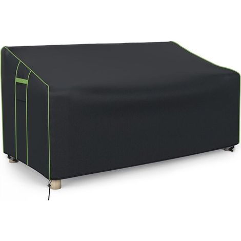 Housse de canapé double, tissu Oxford imperméable enduit d'argent pour extérieur, housse de protection pour meubles d'extérieur anti-poussière et anti-soleil (noir, 137 x 94 x 69/89 cm) (1/4)