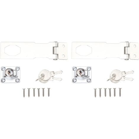 Lot de 2 verrous en acier inoxydable avec clé, en alliage de zinc, à bouton tournant, pour portes de placard, couleur argent.