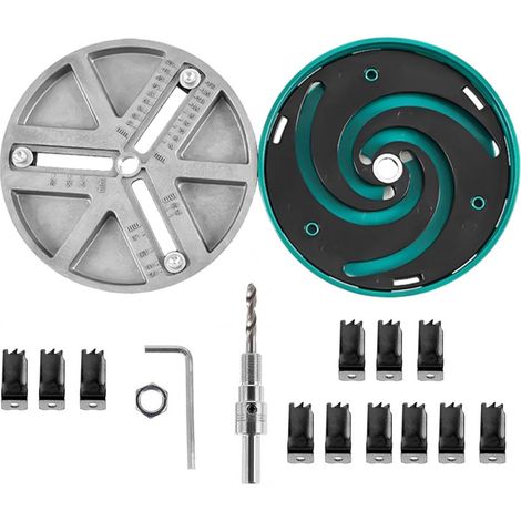 Kit de scie cloche réglable avec 12 lames, outil d'ouverture rond pour le travail du bois, diamètre de poinçonnage de 1,8 à 5 pouces