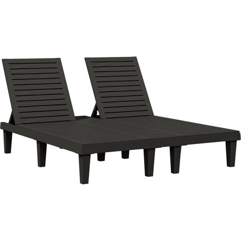 Chaise longue Transat Bain de soleil double noir 155x138x83 cm polypropylène (1/5)