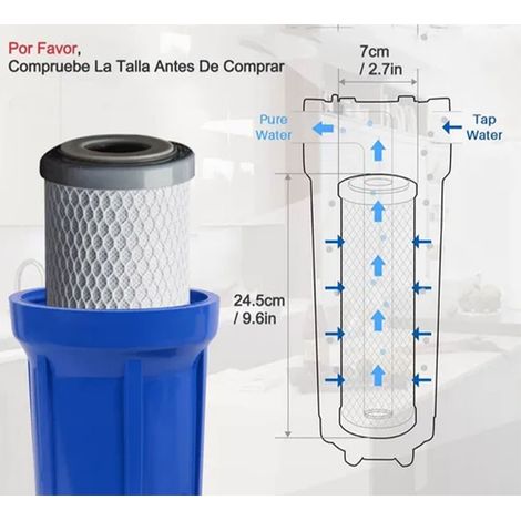 Cartouche filtrante à eau CTO à charbon actif de coque de noix de coco pour filtre de 10 pouces (1/5)