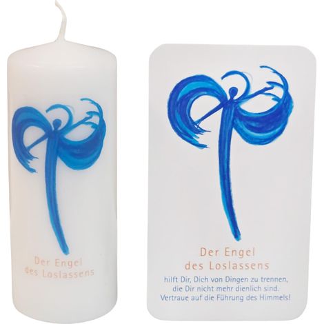 Bougie ange de lâcher prise Bleu 12 cm Cadeau pour les femmes pour la séparation, le nouveau départ, comme cadeau de courage et de réconfort (1/4)