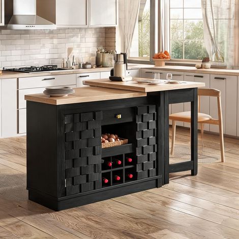 Buffet coloris noir en MDF 120 x 40 x 74,2 cm (1/5)