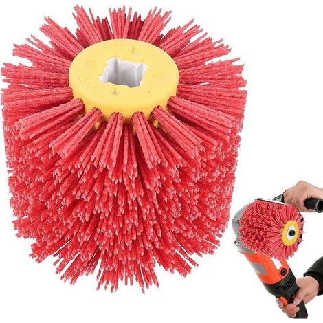 Brosse Nylon Abrasifs 80 Grain: 120x100mm Brosse de polissage, Brosse de Meulage pour Nettoyer/Dérouiller/Dégriser/ébavurer Compatible avec Rénovateur Exterieur (Rouge)