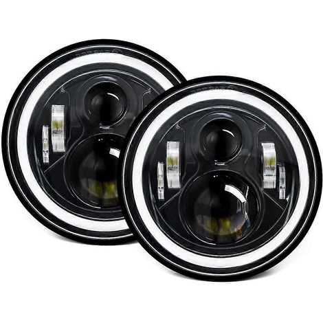 7-Zoll-LED-Scheinwerfer (100 W) für Pkw, Tagfahrlicht, Blinker, LED-Lichtringe, Angel-Eyes-Scheinwerfer für JK TJ LJ CJ H1 H2 (1/5)