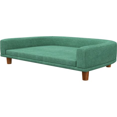Sofá Para Perros Cómodo Sofá Para Mascotas Con Cojín, Ideal Para Perros Grandes, Diseño Elevado, Patas De Madera, Verde, 98X67X25Cm (1/5)